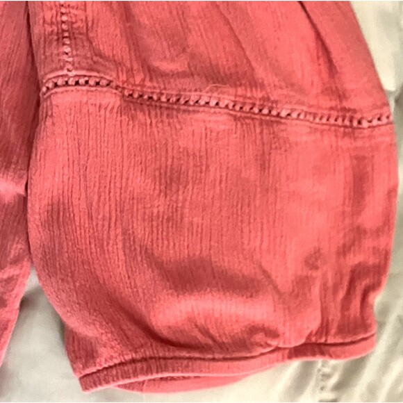 JP Richard Crochet Tunic Top Embroidered Pink Gauze Flowy XL Peasant Cottage Y2K - Picture 14 of 16